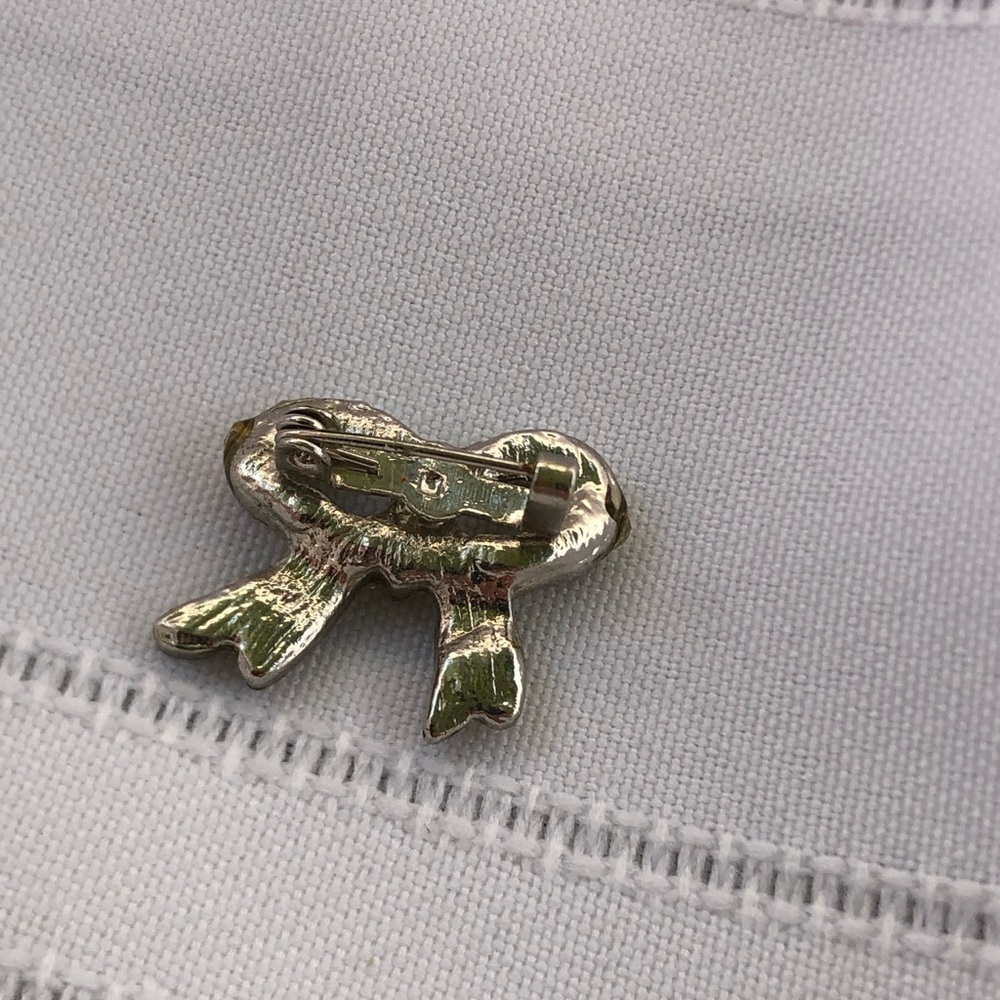 Vtg Small Rhinestone Adorned Bow Brooch - Picture 3 of 6